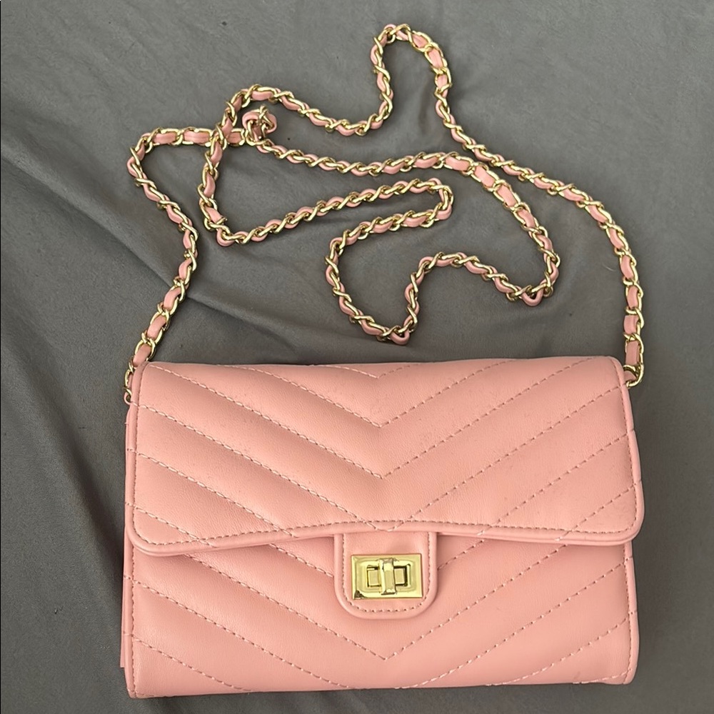 Pink Quilted Chain Shoulder Bag